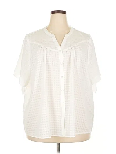 Pre-owned Torrid Short Sleeve Blouse In White