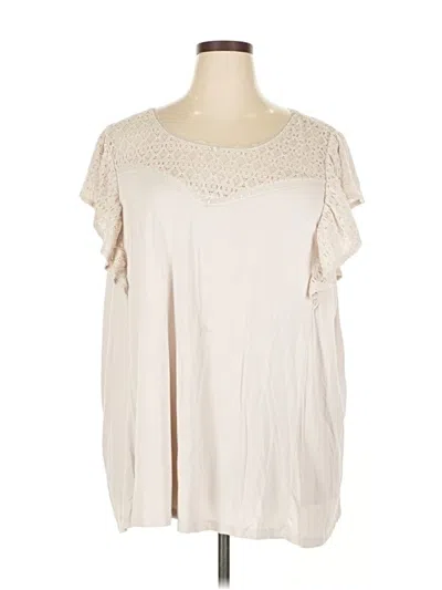 Pre-owned Torrid Short Sleeve Blouse In White