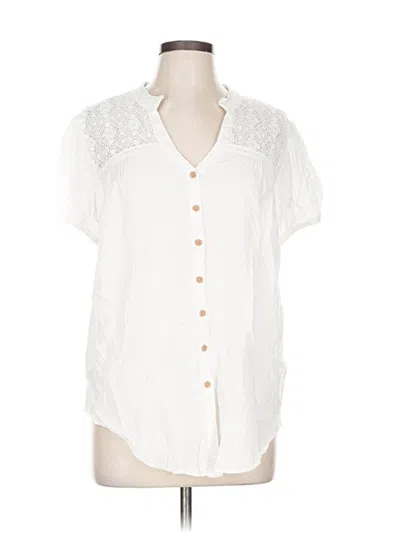 Pre-owned Torrid Short Sleeve Blouse In White