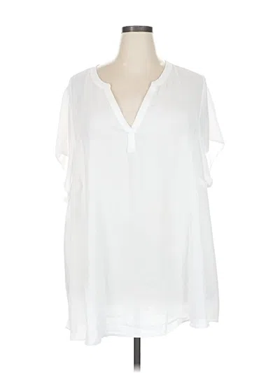Pre-owned Torrid Short Sleeve Blouse In White