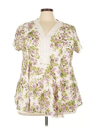 Pre-owned Torrid Short Sleeve Blouse In White