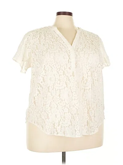 Pre-owned Torrid Short Sleeve Blouse In White