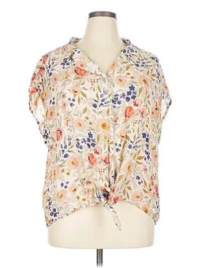 Pre-owned Torrid Short Sleeve Blouse In White