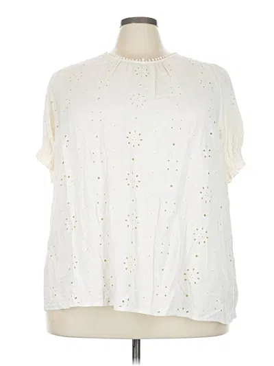 Pre-owned Torrid Short Sleeve Blouse In White