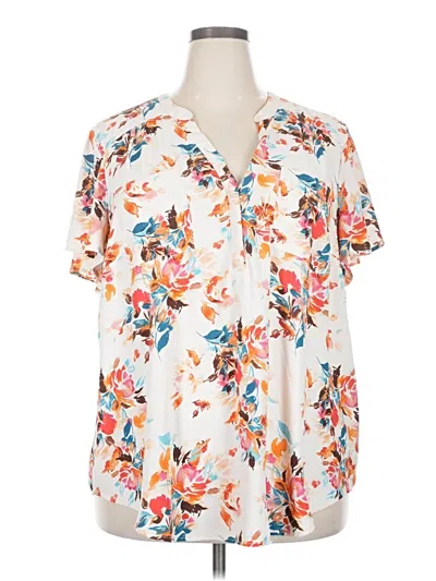 Pre-owned Torrid Short Sleeve Blouse In White