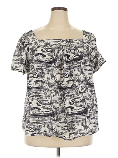 Pre-owned Torrid Short Sleeve Blouse In White