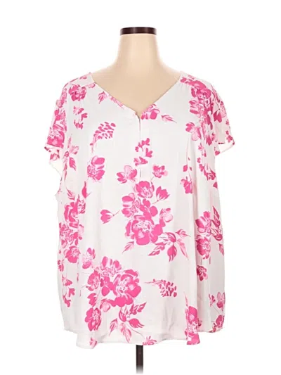 Pre-owned Torrid Short Sleeve Blouse In White