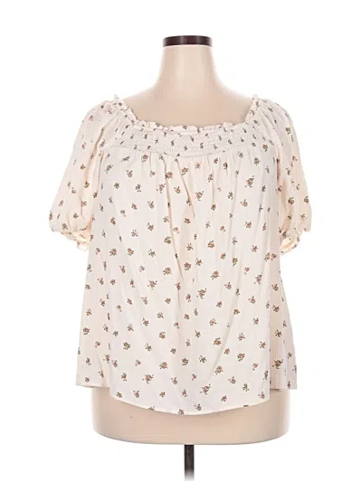 Pre-owned Torrid Short Sleeve Blouse In White