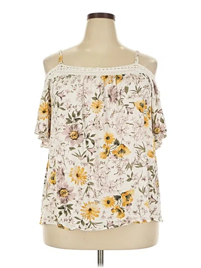 Pre-owned Torrid Short Sleeve Blouse In White