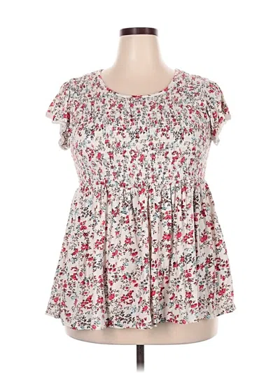 Pre-owned Torrid Short Sleeve Blouse In White