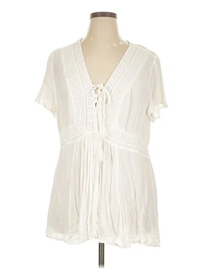 Torrid Short Sleeve Blouse In White