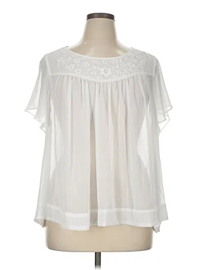 Pre-owned Torrid Short Sleeve Blouse In White