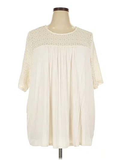Pre-owned Torrid Short Sleeve Blouse In White