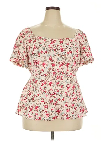 Pre-owned Torrid Short Sleeve Blouse In White