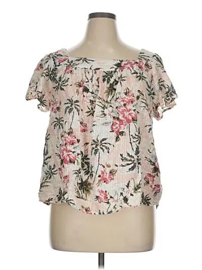 Pre-owned Torrid Short Sleeve Blouse In White