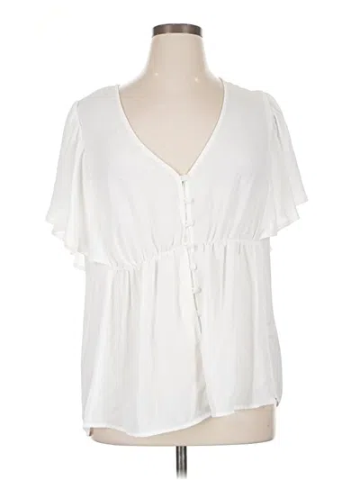 Pre-owned Torrid Short Sleeve Blouse In White
