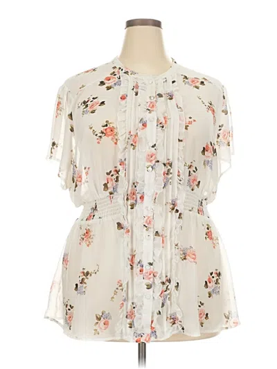 Pre-owned Torrid Short Sleeve Blouse In White