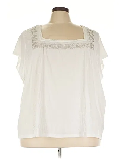 Pre-owned Torrid Short Sleeve Blouse In White