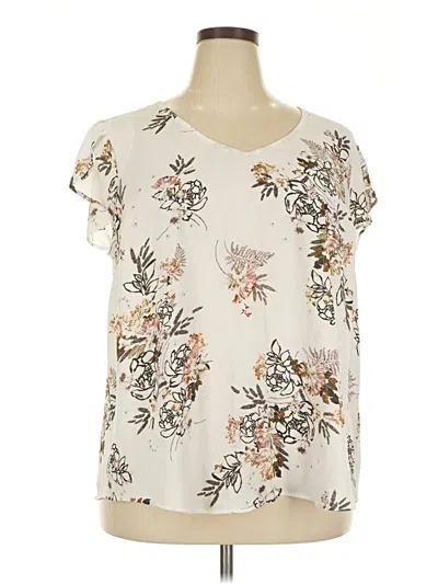 Pre-owned Torrid Short Sleeve Blouse In White
