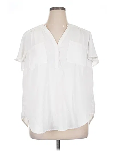 Pre-owned Torrid Short Sleeve Blouse In White