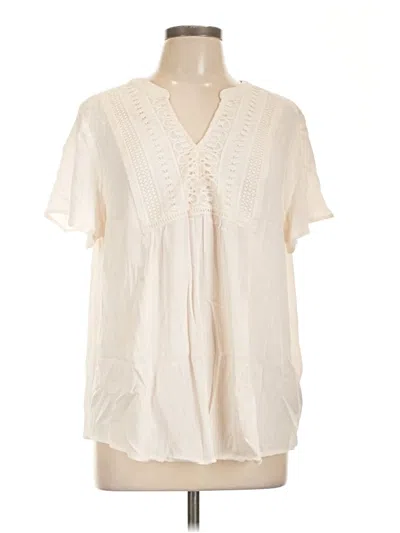 Pre-owned Torrid Short Sleeve Blouse In White