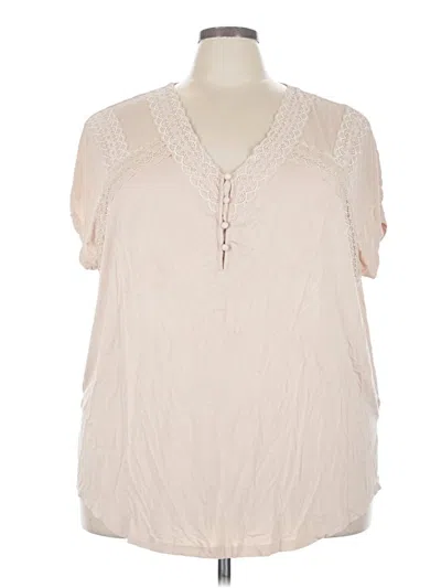 Pre-owned Torrid Short Sleeve Blouse In White