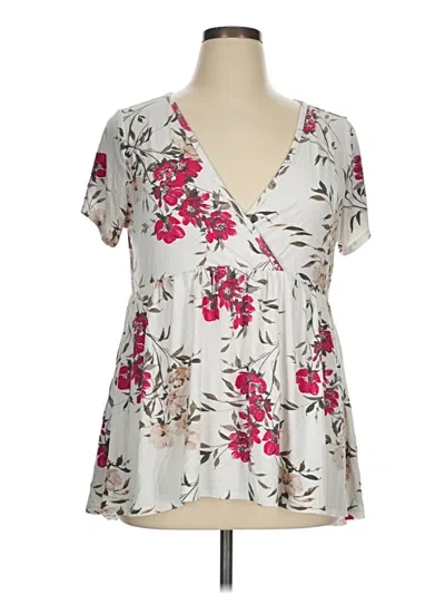 Pre-owned Torrid Short Sleeve Blouse In White