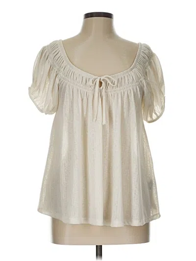 Pre-owned Torrid Short Sleeve Blouse In White
