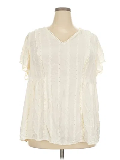 Pre-owned Torrid Short Sleeve Blouse In White