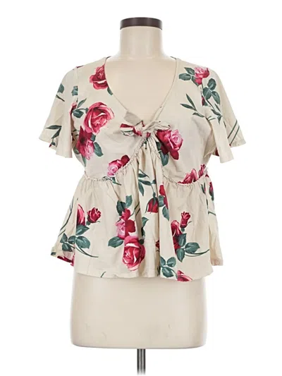 Pre-owned Torrid Short Sleeve Blouse In White