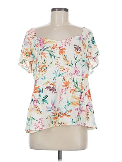 Pre-owned Torrid Short Sleeve Blouse In White