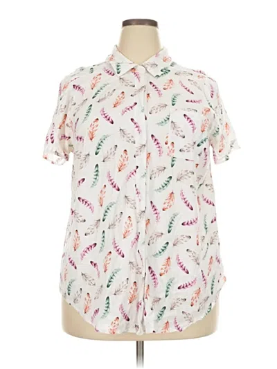 Pre-owned Torrid Short Sleeve Blouse In White