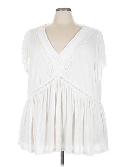 Pre-owned Torrid Short Sleeve Blouse In White