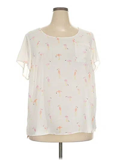 Pre-owned Torrid Short Sleeve Blouse In White