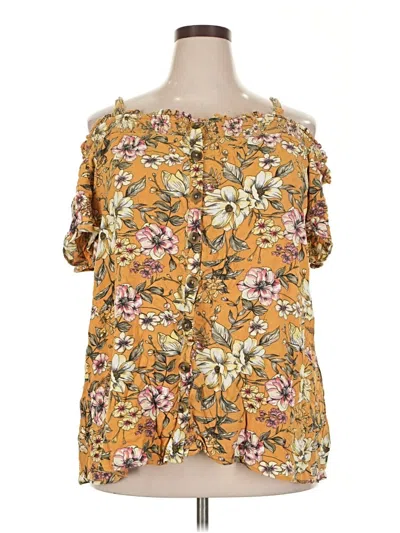 Pre-owned Torrid Short Sleeve Blouse In Yellow