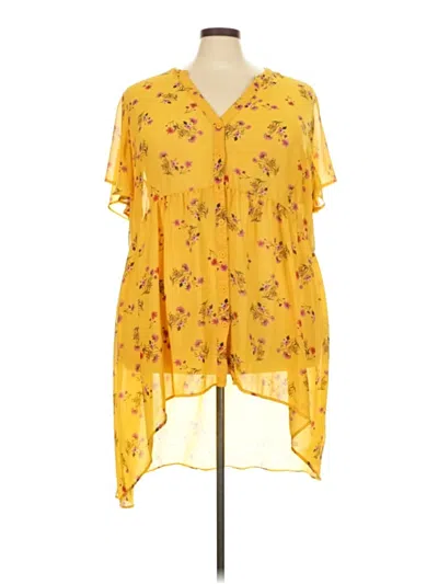 Pre-owned Torrid Short Sleeve Blouse In Yellow