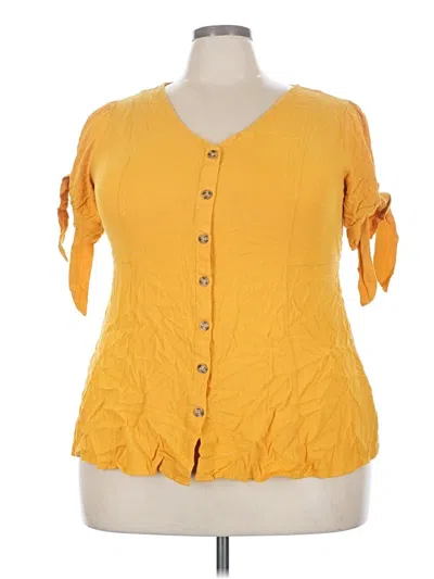 Pre-owned Torrid Short Sleeve Blouse In Yellow