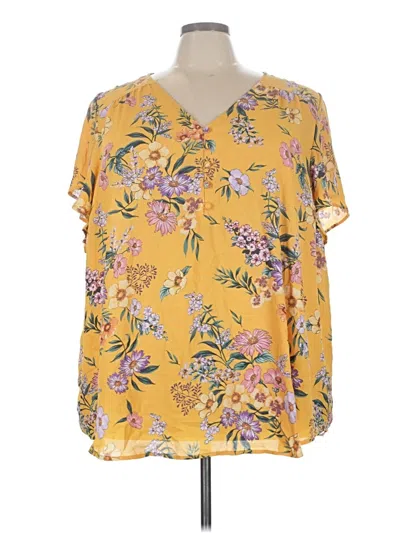 Pre-owned Torrid Short Sleeve Blouse In Yellow