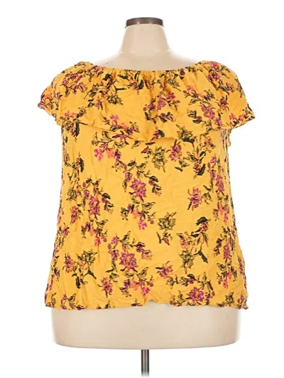 Pre-owned Torrid Short Sleeve Blouse In Yellow