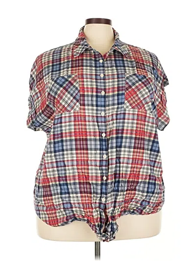 Pre-owned Torrid Short Sleeve Button Down Shirt In Blue