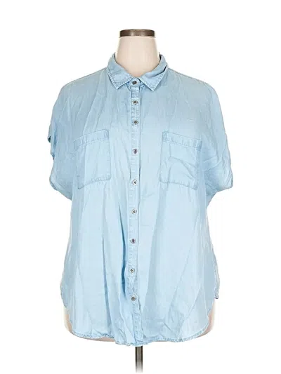 Pre-owned Torrid Short Sleeve Button Down Shirt In Blue