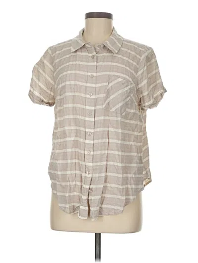 Pre-owned Torrid Short Sleeve Button Down Shirt In Tan