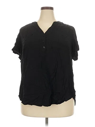 Pre-owned Torrid Short Sleeve Henley Shirt In Black