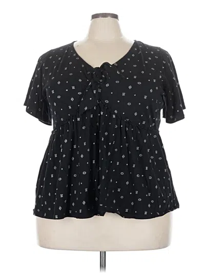 Pre-owned Torrid Short Sleeve Henley Shirt In Black
