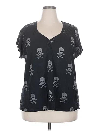 Pre-owned Torrid Short Sleeve Henley Shirt In Black