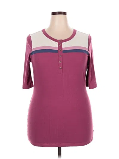 Pre-owned Torrid Short Sleeve Henley Shirt In Burgundy
