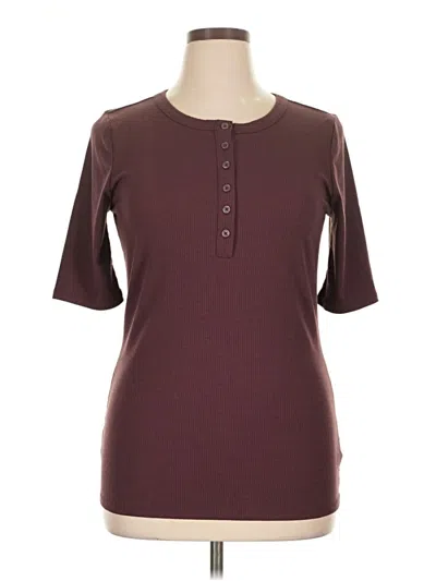 Pre-owned Torrid Short Sleeve Henley Shirt In Burgundy