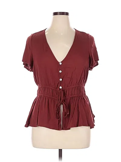 Pre-owned Torrid Short Sleeve Henley Shirt In Burgundy