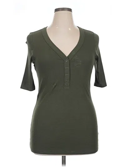 Pre-owned Torrid Short Sleeve Henley Shirt In Green