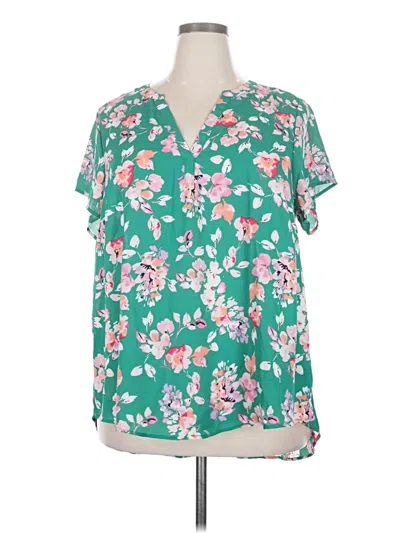 Pre-owned Torrid Short Sleeve Henley Shirt In Green